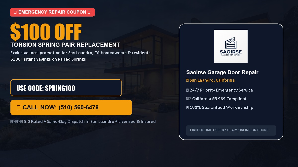 $100 OFF Heavy-Duty Torsion Spring Pair Replacement in San Leandro, CA